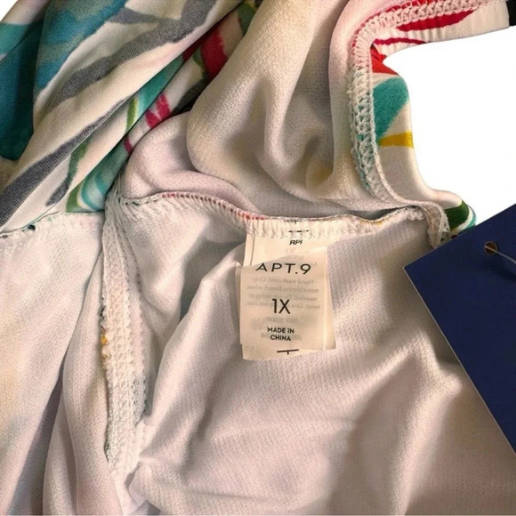 Apt. 9 Women's Size Plus 1X Bright Floral Tropical Swim Tankini Top Ruched NWT - Picture 9 of 10